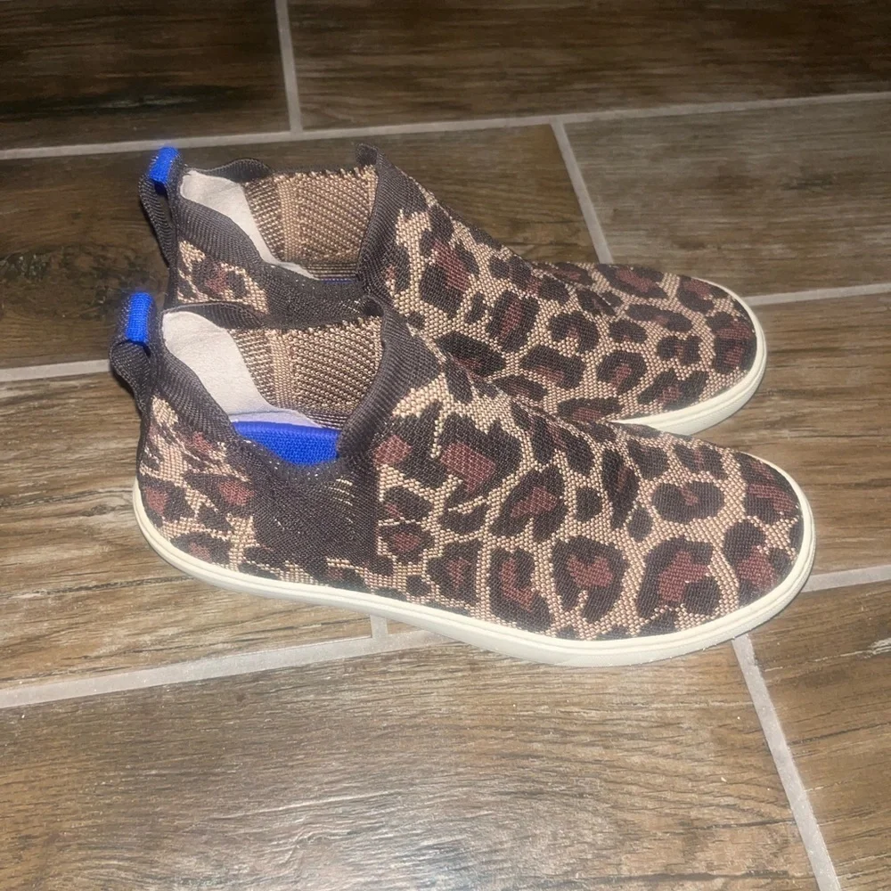 Rothy's The Chelsea Leopard Wildcat Knit Hi Top Sneakers Boots Shoes Women’s - Picture 2 of 5